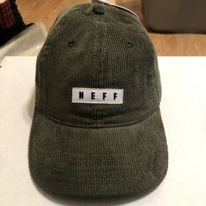NEFF army green corduroy adjustable cap new log